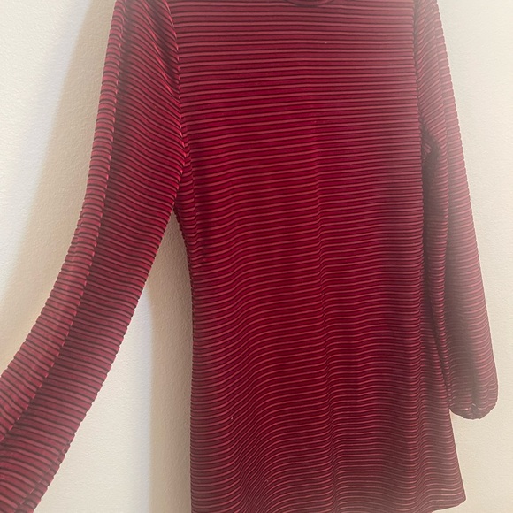 Burgundy Velvet Balloon Striped Dress | Lulus - Picture 3 of 6